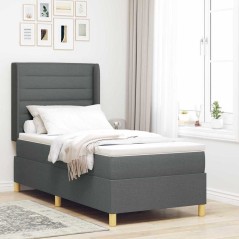 vidaXL Letto con molle e materasso grigio scuro 100x200 cm