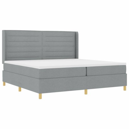 vidaXL Letto vitaXL con molle e materasso grigio chiaro, 200x200 cm, in tessuto.