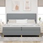 vidaXL Letto vitaXL con molle e materasso grigio chiaro, 200x200 cm, in tessuto.