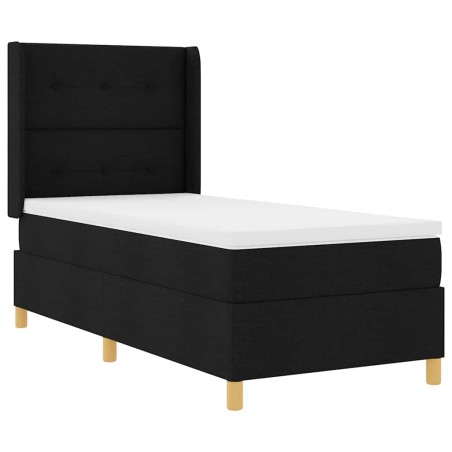 vidaXL Letto a molle con materasso Nero 80x200 cm in tessuto