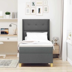 vidaXL Letto a Molle con Materasso Grigio Scuro 90x200 cm in Tessuto