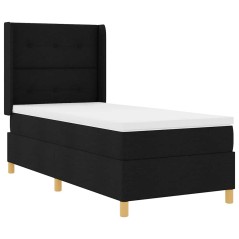 vidaXL Letto con molle e materasso nero 100x200 cm in tessuto
