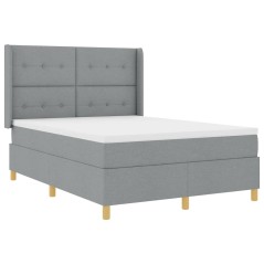 vidaXL Letto a molle con materasso grigio chiaro 140x190 cm in tessuto