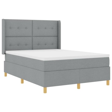 vidaXL Letto Box con materasso grigio chiaro 140x200 cm in tessuto