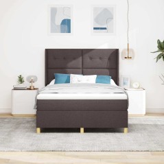 vidaXL Letto con Molle e Materasso - Marrone Scuro - 140x200 cm Tessuto