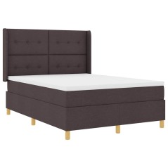 vidaXL Letto con Molle e Materasso - Marrone Scuro - 140x200 cm Tessuto