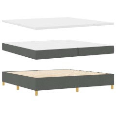 vidaXL LETTO VIDA XL CON MOLLE E MATERASSO - GRIGIO SCURO, 200X200 CM, TESSUTO