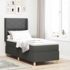 vidaXL Letto Box Spring con materasso grigio scuro 80x200 cm in tessuto