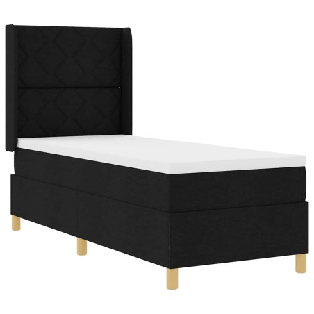 vidaXL Letto con molle e materasso nero 80x200 cm in tessuto