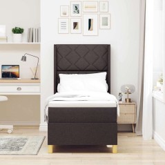 vidaXL Letto con molle e materasso marrone scuro, 80x200 cm, in tessuto