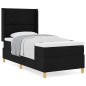vidaXL Letto a molle con materasso nero 100x200 cm in tessuto