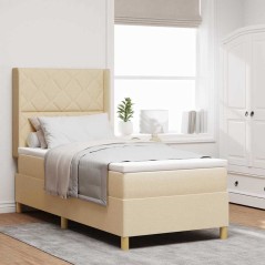 vidaXL Letto Box Spring con Materasso Crema 100x200 cm in tessuto