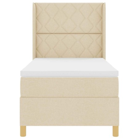 vidaXL Letto Box Spring con Materasso Crema 100x200 cm in tessuto