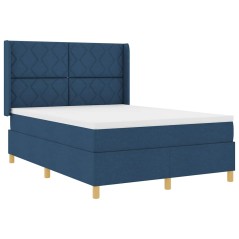 vidaXL Letto con Molle e Materasso Blu 140x190 cm, Tessuto