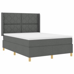 vidaXL Letto con Molle e Materasso Grigio Scuro - 140x200 cm in Tessuto