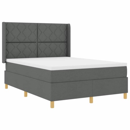 vidaXL Letto con Molle e Materasso Grigio Scuro - 140x200 cm in Tessuto
