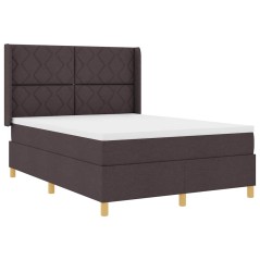 vidaXL Letto con molle e materasso marrone scuro 140x200 cm in tessuto