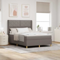 vidaXL Letto a molle con materasso Tortora 160 x 200 cm in tessuto