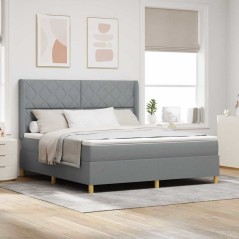 vidaXL Letto a molle con materasso grigio chiaro 180x200 cm in tessuto