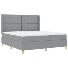 vidaXL Letto a molle con materasso grigio chiaro 180x200 cm in tessuto
