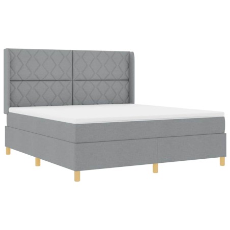 vidaXL Letto a molle con materasso grigio chiaro 180x200 cm in tessuto