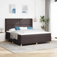vidaXL Letto con molle e materasso marrone scuro, 180 x 200 cm, in tessuto