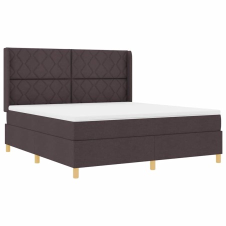 vidaXL Letto con molle e materasso marrone scuro, 180 x 200 cm, in tessuto