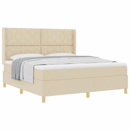 vidaXL Letto con molle e materasso panna, 180 x 200 cm, tessuto