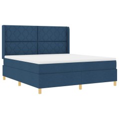 vidaXL Letto a molle con materasso blu 180x200 cm, in tessuto