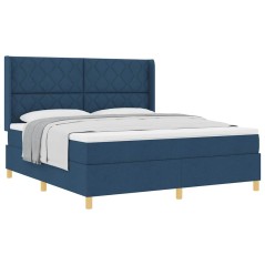 vidaXL Letto a molle con materasso blu 180x200 cm, in tessuto