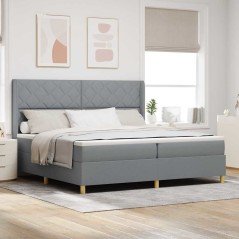 vidaXL Letto a Molle con Materasso Grigio Chiaro 200x200 cm in Tessuto