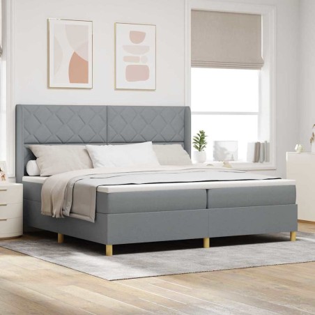 vidaXL Letto a Molle con Materasso Grigio Chiaro 200x200 cm in Tessuto