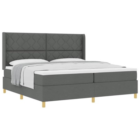 vidaXL Letto con molle e materasso grigio scuro 200x200 cm in tessuto