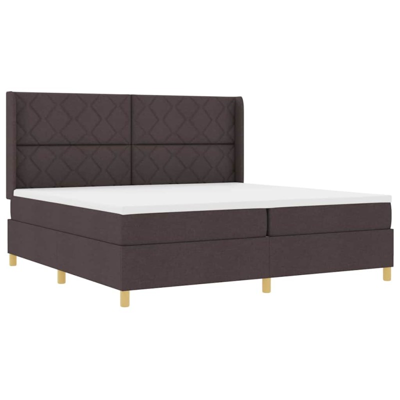 vidaXL Letto con molle e materasso marrone scuro, 200x200 cm in tessuto vidaXL Letto con molle e materasso marrone scuro, 200x200 cm in tessuto
