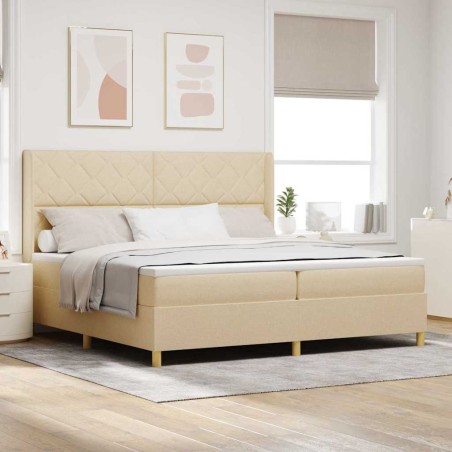 vidaXL Letto con molle e materasso panna, 200x200 cm, tessuto