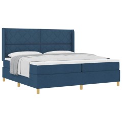 vidaXL Letto a Molle con Materasso Blu - 200x200 cm in Tessuto