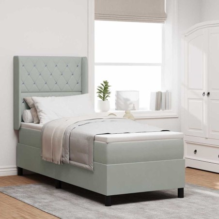 Letto Box Spring con Materasso Grigio Chiaro 80x200 cm in Velluto