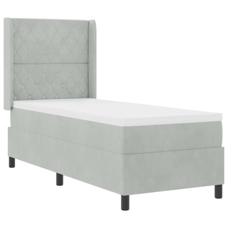 Letto Box Spring con Materasso Grigio Chiaro 80x200 cm in Velluto