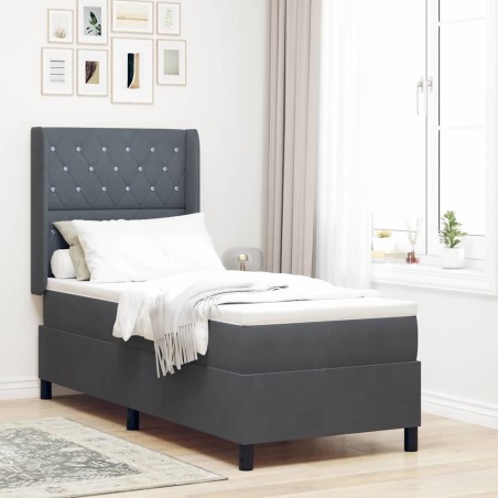 vidaXL Letto a Rete con Materasso Grigio Scuro 80x200 cm in Velluto