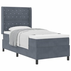 Letto con Box Spring e Materasso Grigio Scuro 90x190 cm Velluto
