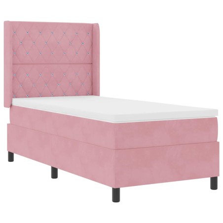 vidaXL Letto Box Spring con Materasso Rosa 90x190 cm Velluto