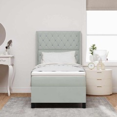 vidaXL Letto Box Spring con Materasso Grigio Chiaro 90x200 cm in Velluto