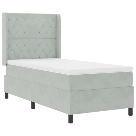 vidaXL Letto Box Spring con Materasso Grigio Chiaro 100x200 cm Velluto