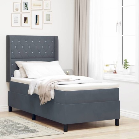 vidaXL Letto a Box con Materasso Grigio Scuro 100x200 cm Velluto