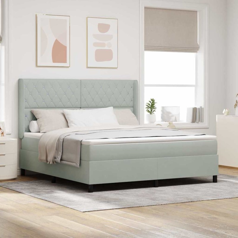 vidaXL Letto a Box con Materasso Grigio Chiaro 180x200 cm Velluto vidaXL Letto a Box con Materasso Grigio Chiaro 180x200 cm Velluto