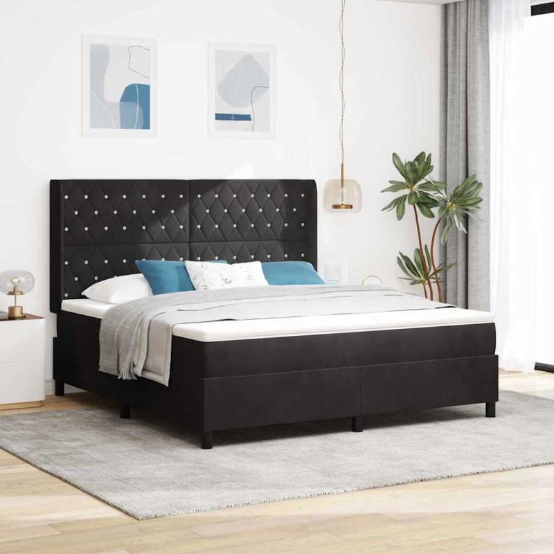 vidaXL Letto a Molle con Materasso Nero 180x200 cm Velluto