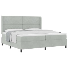 vidaXL Letto a Rete con Materasso Grigio Chiaro 200x200 cm Velluto