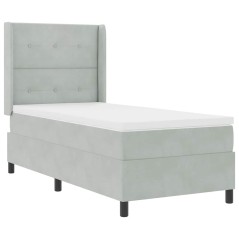 vidaXL Letto Box Spring con Materasso Grigio Chiaro 80x200 cm Velluto