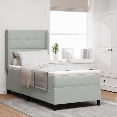 vidaXL Letto Box Spring con Materasso Grigio Chiaro 100x200 cm Velluto