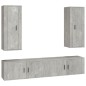 Set di Mobili Porta TV 4 pz Grigio Cemento in Legno Multistrato Set di Mobili Porta TV 4 pz Grigio Cemento in Legno Multistrato